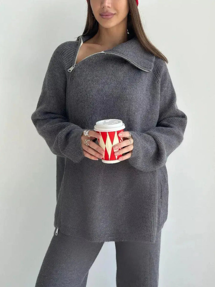 Levoire | Ensemble En Tricot Confortable Gris Une taille