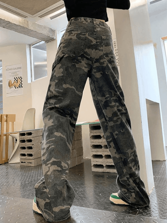 Levoire | Jean Cargo Lavé Camouflage Vert