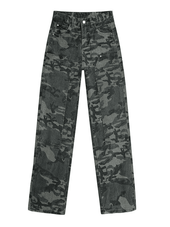 Levoire | Jean Cargo Lavé Camouflage Vert