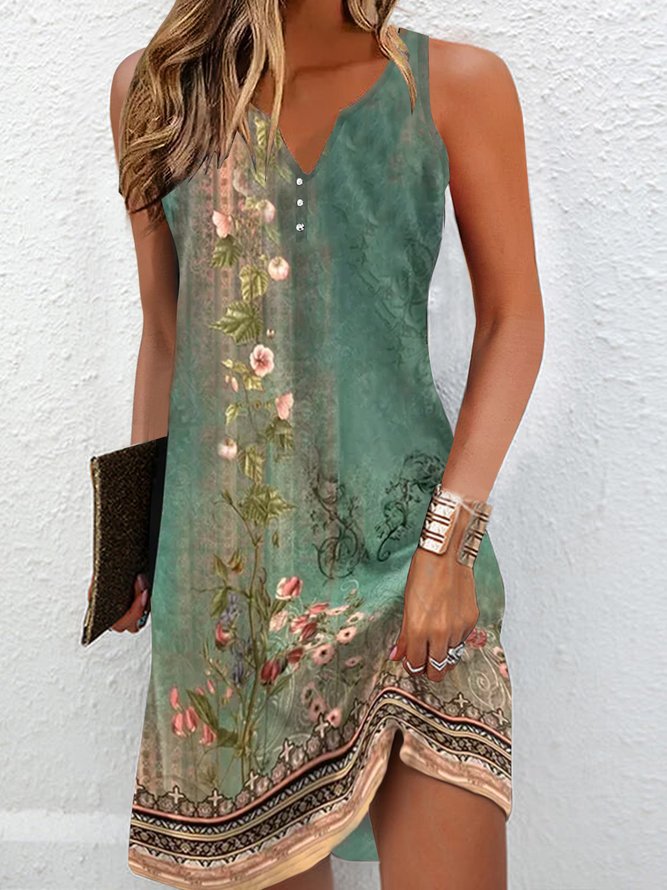 Levoire | Robe Mini Décolleté V Boutonnée Été Olive vert