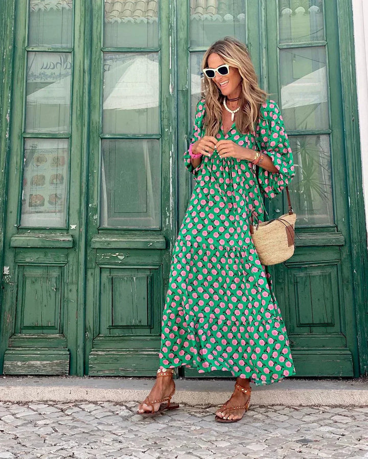 Levoire | Robe D'Été Florale À La Mode Vert Rose