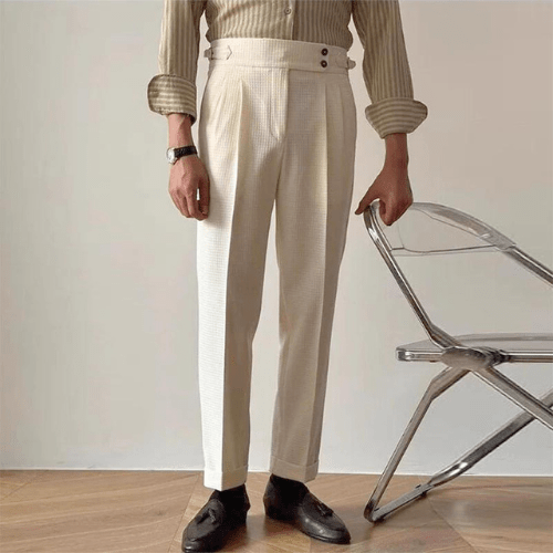 Levoire | Pantalon Homme Taille Haute Pantalon Chic Pour Homme Look Décontracté & Élégant Abricot