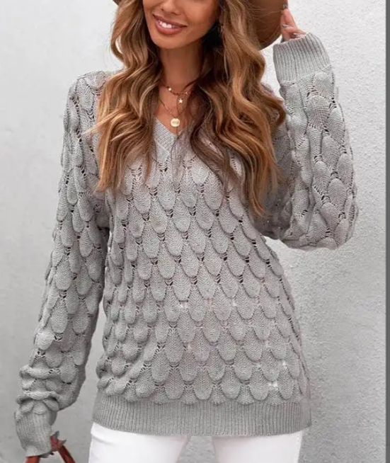 Levoire | Pull Classique En Tricot À Col En V Gris