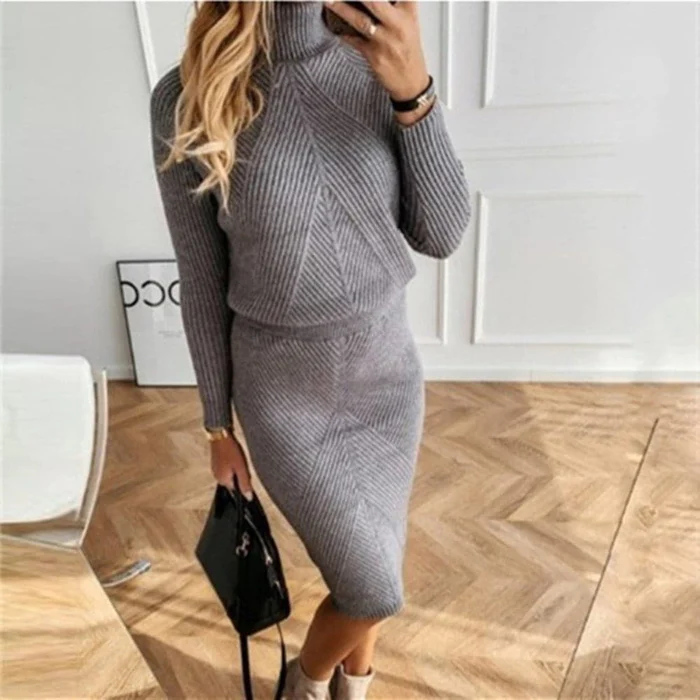 Levoire | Confortable robe pull-over en tricot pour femmes Gris