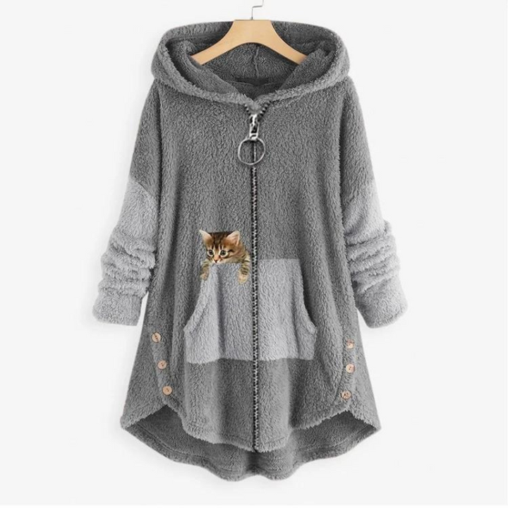 Levoire | Veste En Fleece À Manches Longues Avec Capuche Et Fermeture Éclair Gris