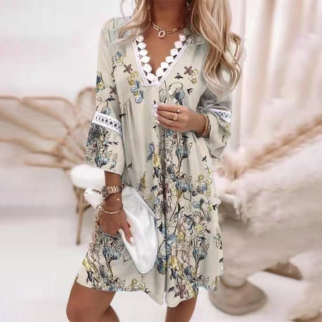 Levoire | Robe Fleurie Avec De La Dentelle Gris