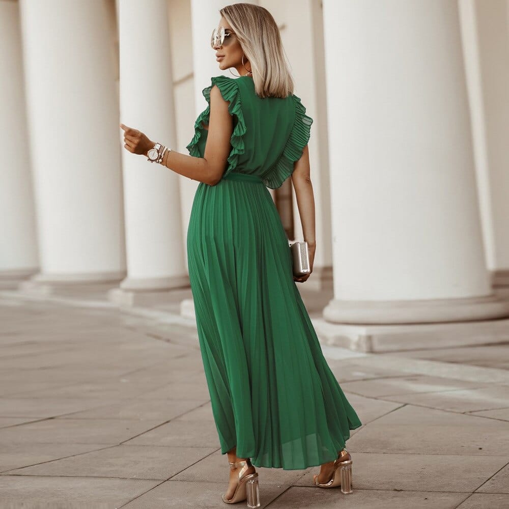 Levoire | Femme Robe de bohème à col en V - Vert Vert