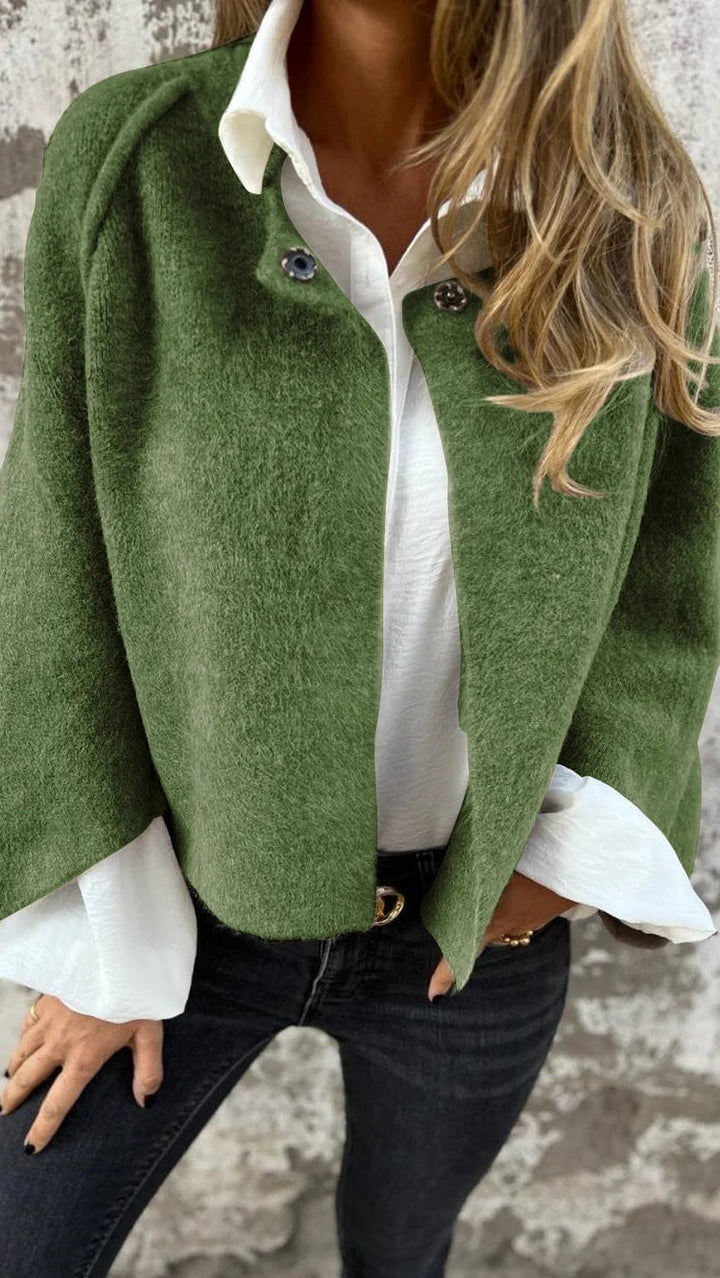 Levoire | Manteau En Laine À Manches Longues Avec Bouton Vert