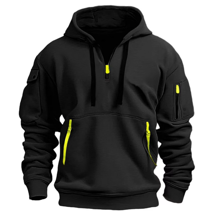 Levoire | Sweat À Capuche Zippé Demi À Manches Longues Avec Poches Noir