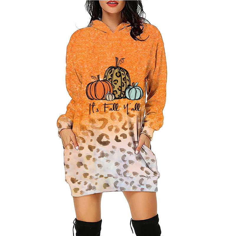 Levoire | Imprimé Halloween sweat à capuche moyen avec manches longues Robe 7