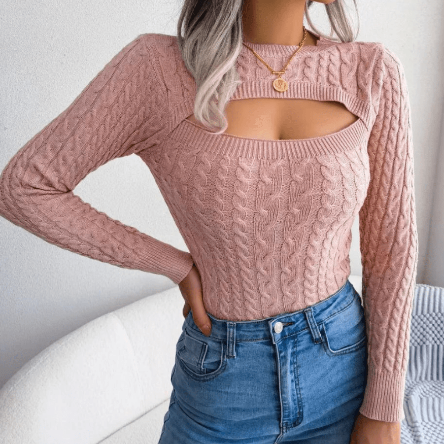 Levoire | Pull Tricot Luxe Femme Découpe Élégant Confort Rosa