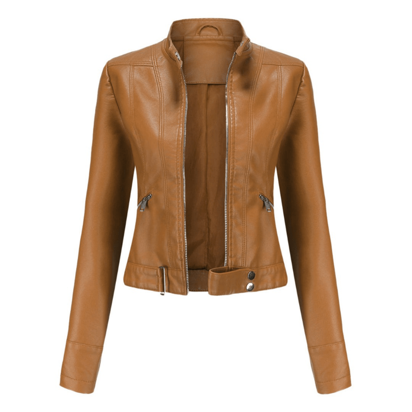 Levoire | Veste en cuir pour femmes courte avec une allure moderne Chameau