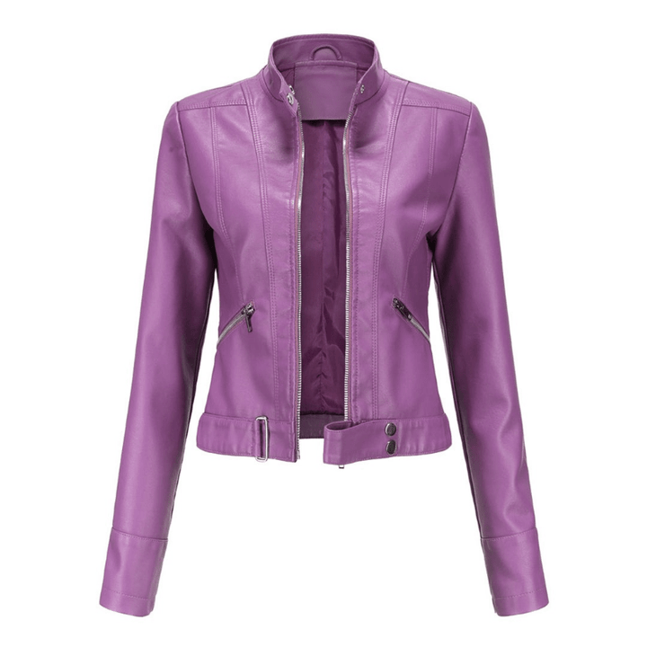 Levoire | Veste en cuir pour femmes courte avec une allure moderne Violet