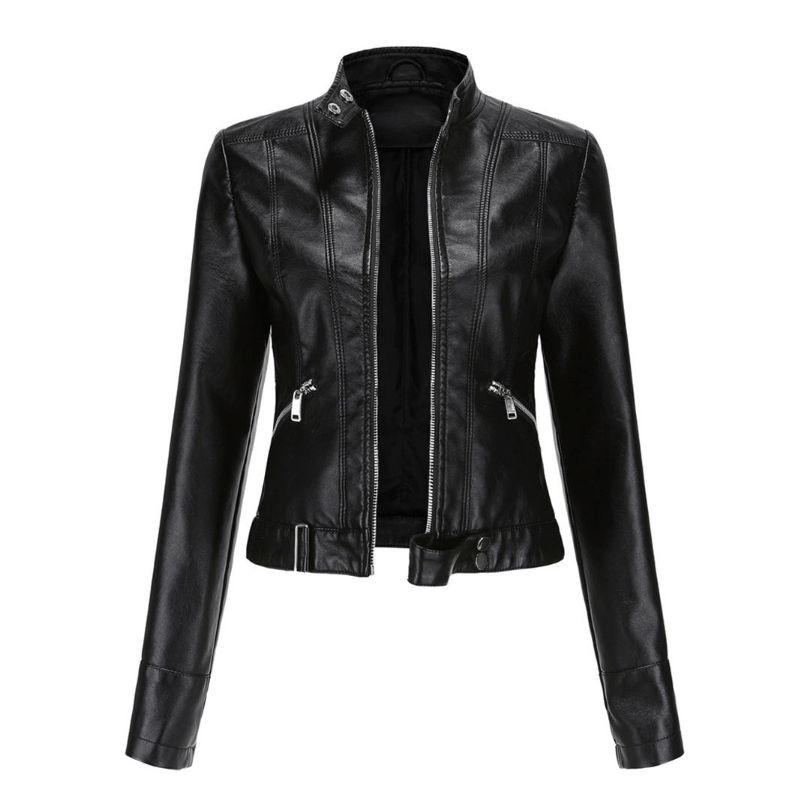 Levoire | Veste en cuir pour femmes courte avec une allure moderne Noir