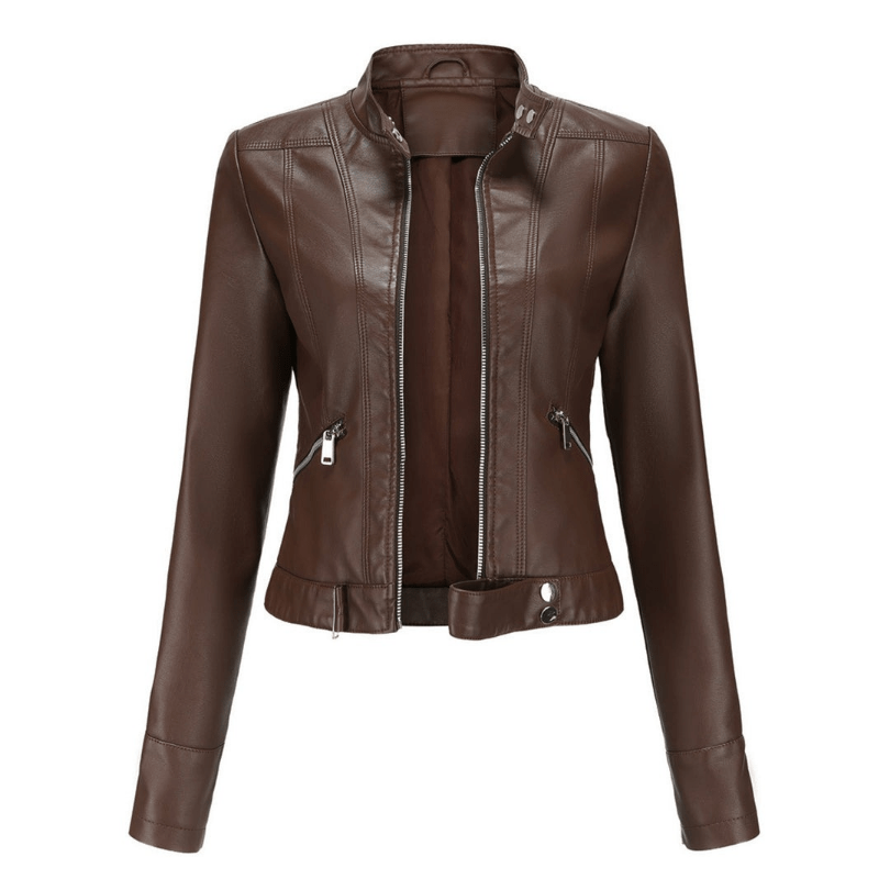 Levoire | Veste en cuir pour femmes courte avec une allure moderne Café