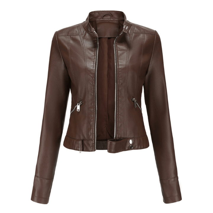 Levoire | Veste en cuir pour femmes courte avec une allure moderne Café