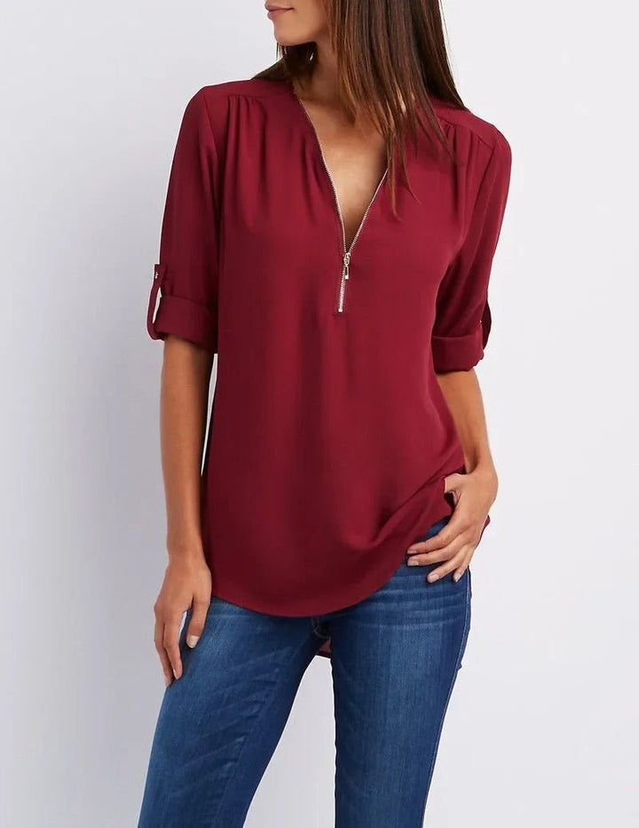 Levoire | Haut Avec Demi-Zip Bordeaux