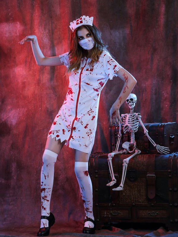 Levoire | Costume d'Halloween Halloween Horror Infirmière Saignante Blanc