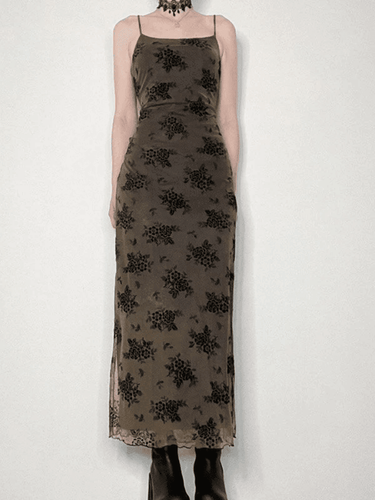 Levoire | Halloween Double Couche Fleurs Slip Maxi Robe