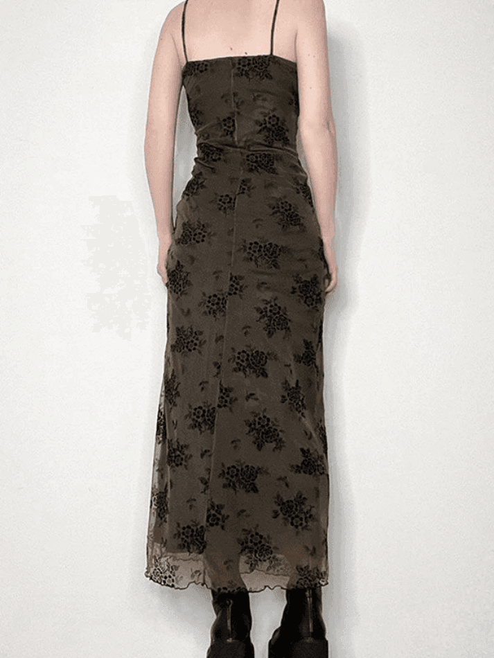 Levoire | Halloween Double Couche Fleurs Slip Maxi Robe