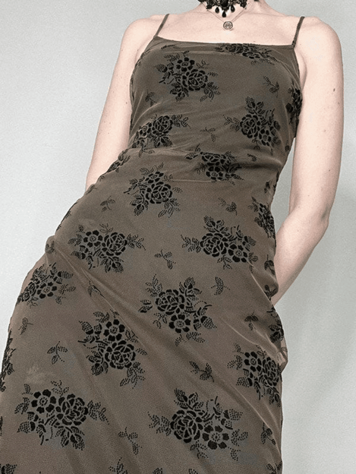 Levoire | Halloween Double Couche Fleurs Slip Maxi Robe