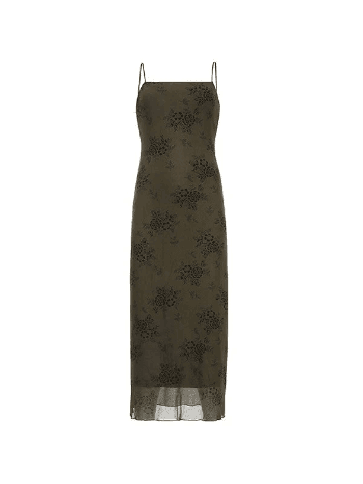 Levoire | Halloween Double Couche Fleurs Slip Maxi Robe