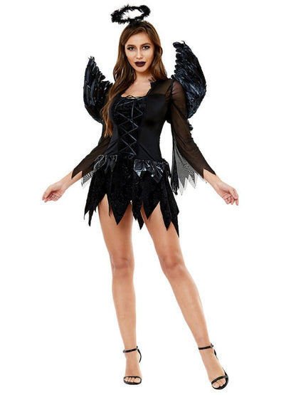 Levoire | Halloween Velours noir ange costume adultes Noir