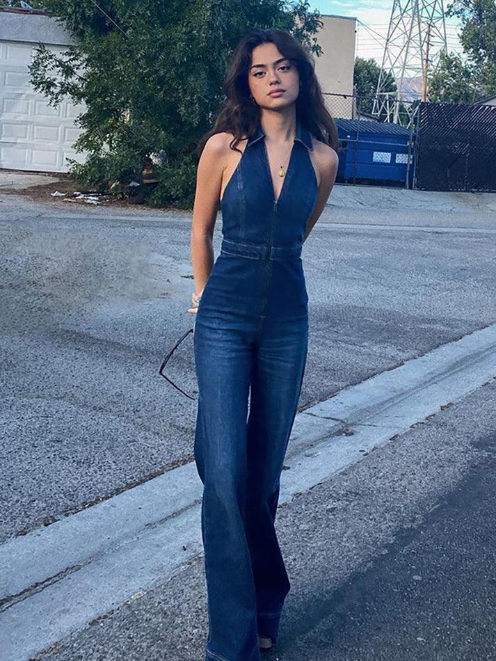 Levoire | Salopette En Denim À Col Halter