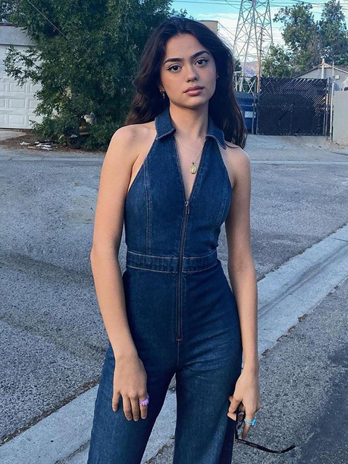 Levoire | Salopette En Denim À Col Halter