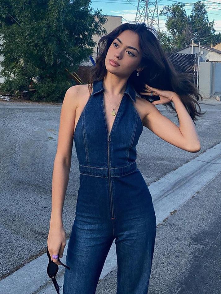 Levoire | Salopette En Denim À Col Halter