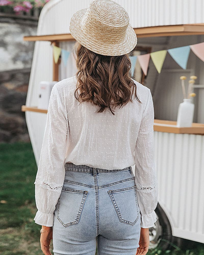 Levoire | Élégante Chemise Blanche À Motif À Petits Points