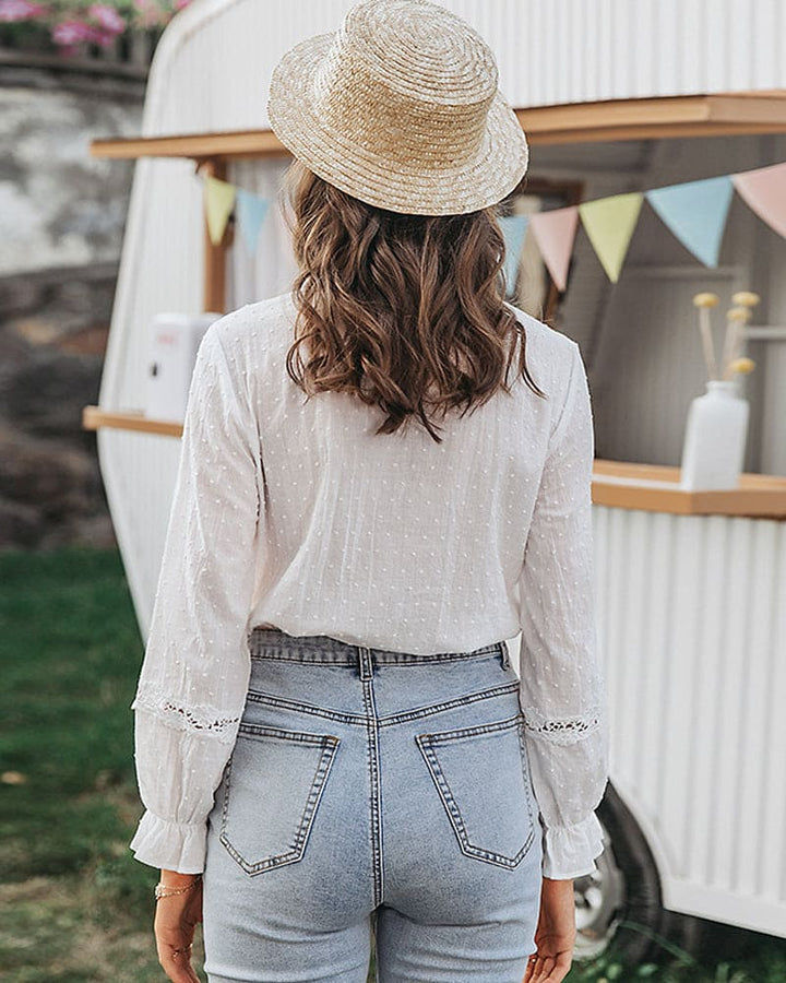Levoire | Élégante Chemise Blanche À Motif À Petits Points