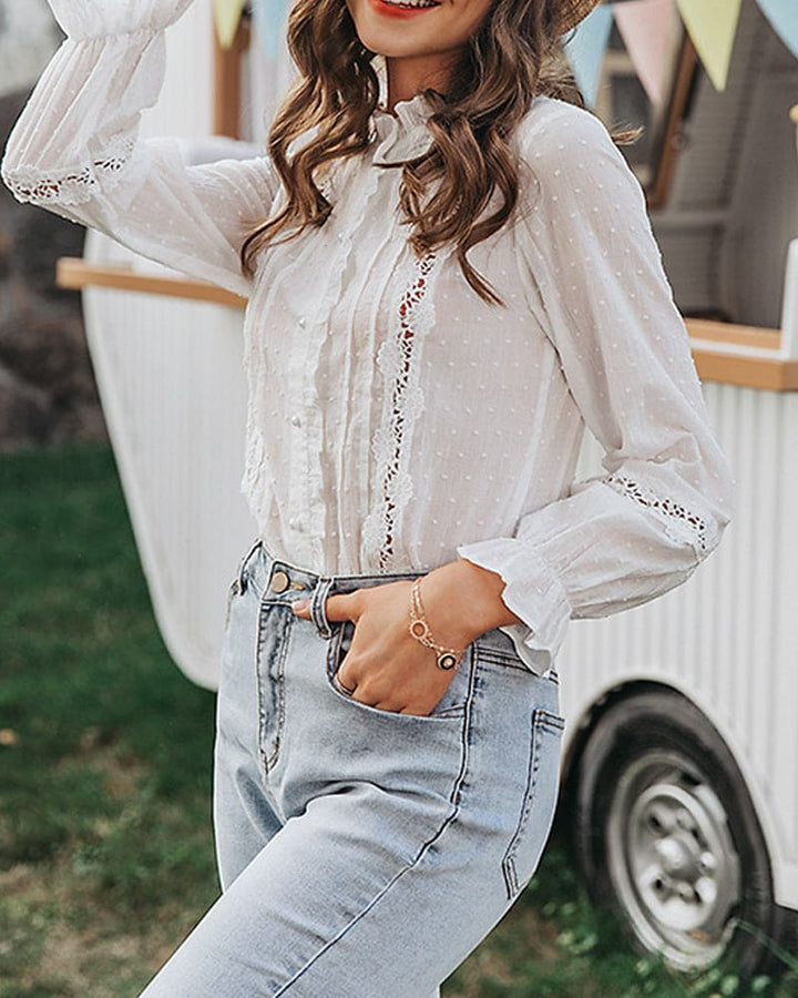 Levoire | Élégante Chemise Blanche À Motif À Petits Points