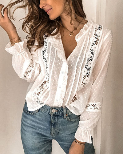 Levoire | Élégante Chemise Blanche À Motif À Petits Points
