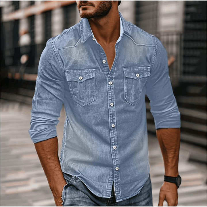 Levoire | Chemise en denim classique pour homme Chemise décontractée pour toutes les occasions Bleu