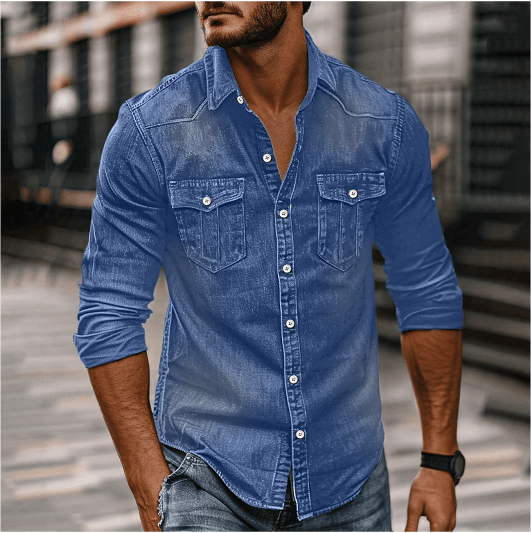 Levoire | Chemise en denim classique pour homme Chemise décontractée pour toutes les occasions Denimbleu