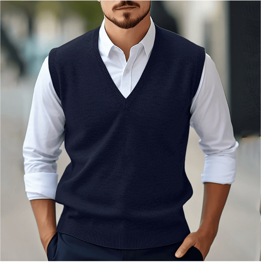 Levoire | Pull sans manches pour hommes avec décolleté en V Design élégant Matériau léger Bleu