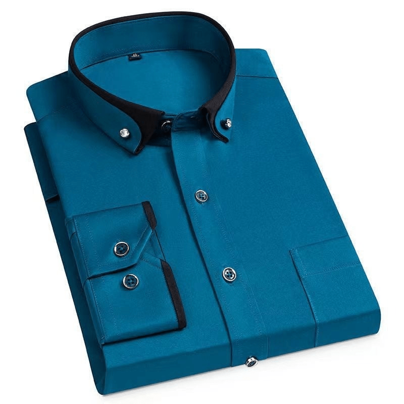 Levoire | Chemise pour hommes à double col, patte de boutonnage classique et confortable Vert