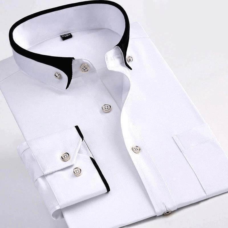 Levoire | Chemise pour hommes à double col, patte de boutonnage classique et confortable Blanc