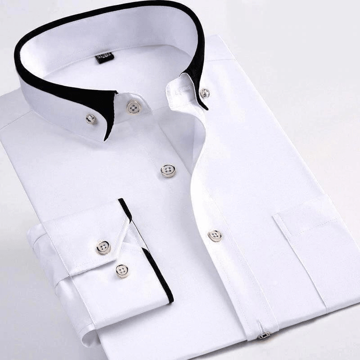 Levoire | Chemise pour hommes à double col, patte de boutonnage classique et confortable Blanc