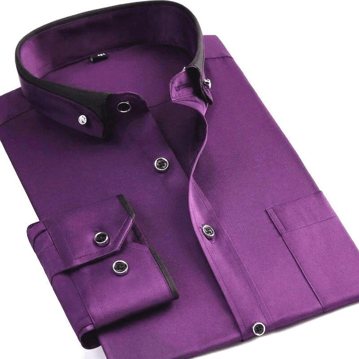 Levoire | Chemise pour hommes à double col, patte de boutonnage classique et confortable Lilas