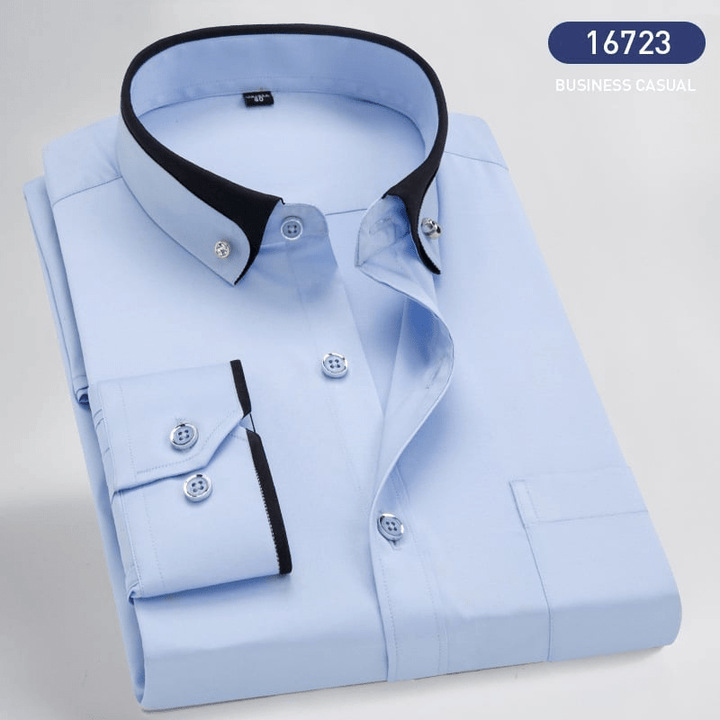 Levoire | Chemise pour hommes à double col, patte de boutonnage classique et confortable Bleu clair