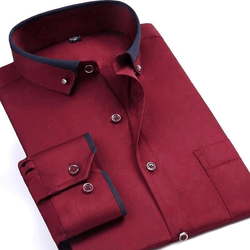 Levoire | Chemise pour hommes à double col, patte de boutonnage classique et confortable Rot