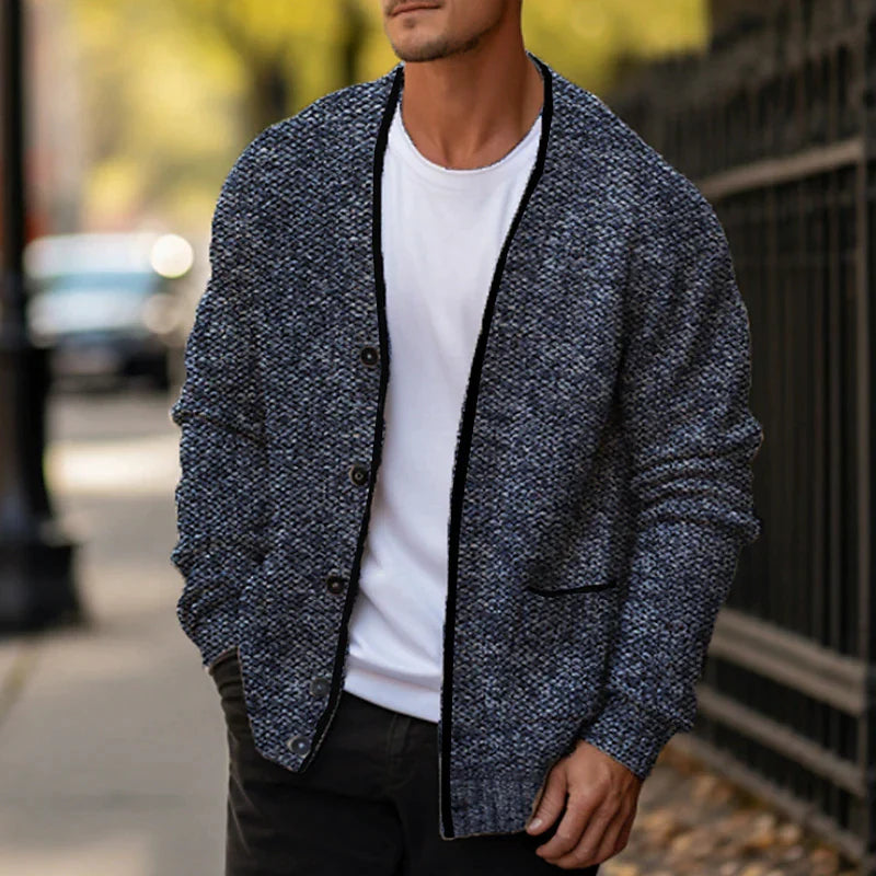 Levoire | Pull en maille à manches longues avec boutons et poches Bleu