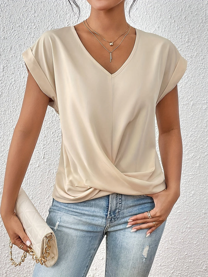 Levoire | T-Shirt Décontracté Pour Femmes Avec Décolleté En Forme De Cœur Confortable, Élégant Et Polyvalent Abricot
