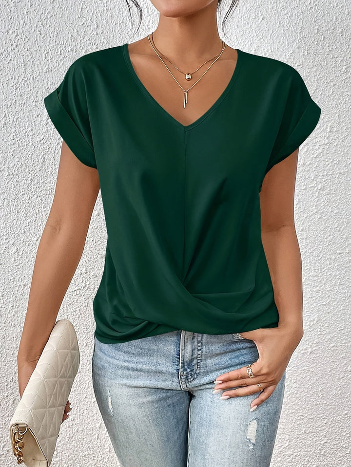 Levoire | T-Shirt Décontracté Pour Femmes Avec Décolleté En Forme De Cœur Confortable, Élégant Et Polyvalent Vert