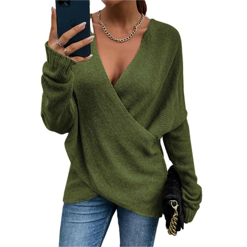 Levoire | Pull Élégant Doux À Col En V Pour Femmes Vert