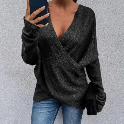 Levoire | Pull Élégant Doux À Col En V Pour Femmes Noir