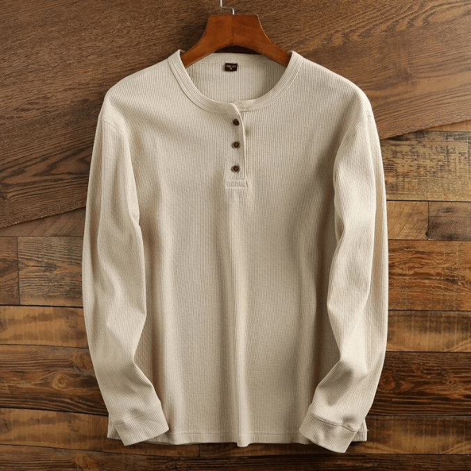 Levoire | Chemise à structure en gaufre Chemise pour hommes confortable Décontracté & Sportif Khaki