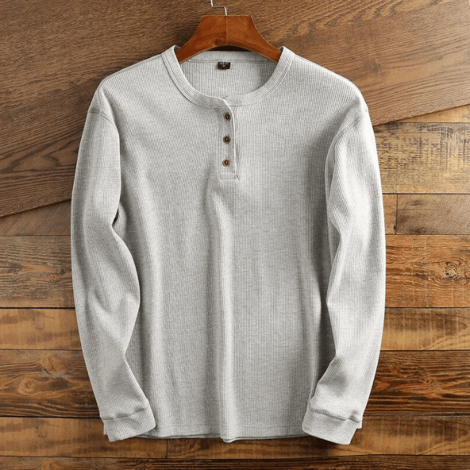Levoire | Chemise à structure en gaufre Chemise pour hommes confortable Décontracté & Sportif Gris clair